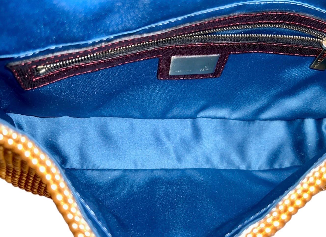 UNWORN Fendi Embroidered Golden Baguette Handbag Flap Bag Clutch - Full Set 11