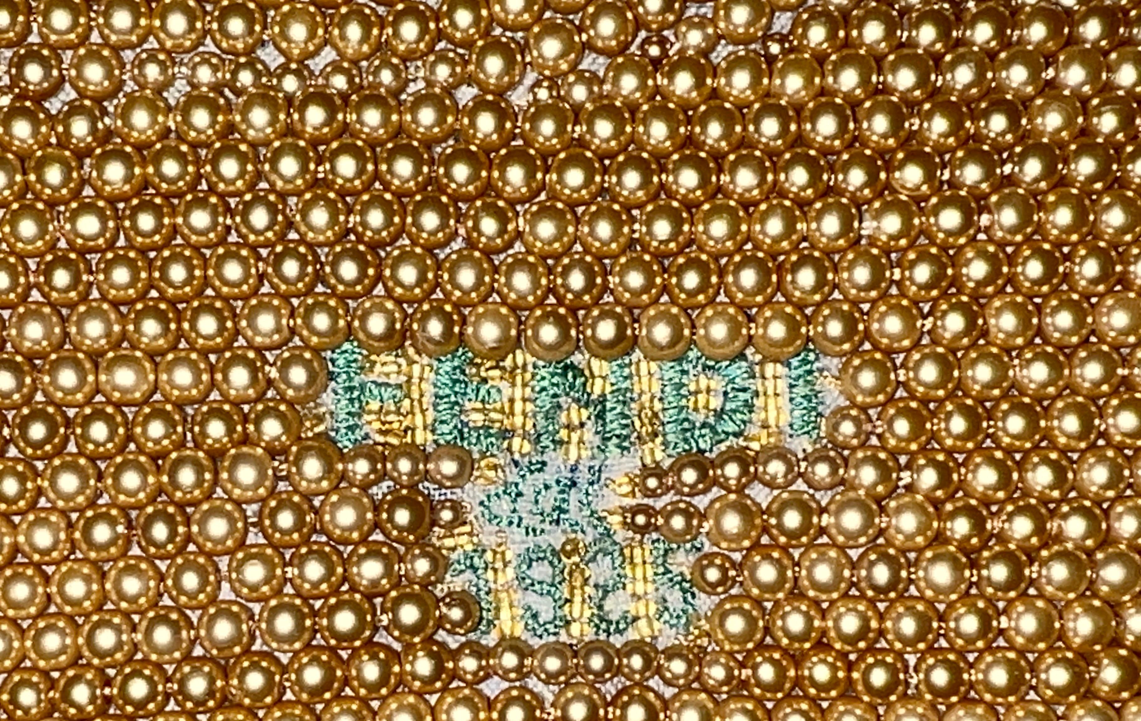 Women's UNWORN Fendi Embroidered Golden Baguette Handbag Flap Bag Clutch - Full Set