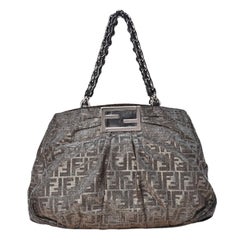 UNWORN Fendi Large Metallic Lurex Zucca FF Print Shoulder Tote Shopper Bag XL