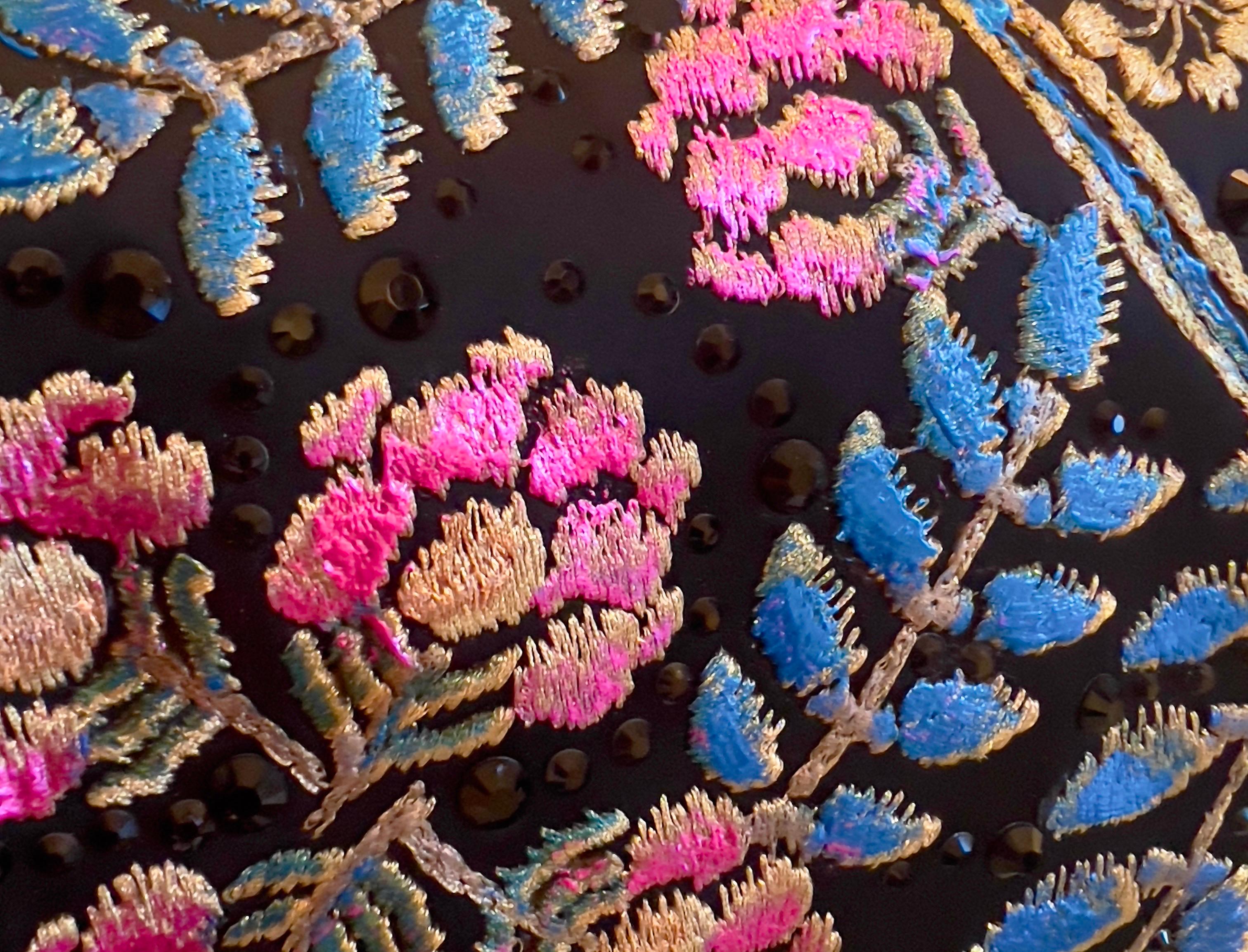 UNWORN Fendi Spy Bag Floral Hand-Embroidery Hand-Painted Black Crystals 2005 3