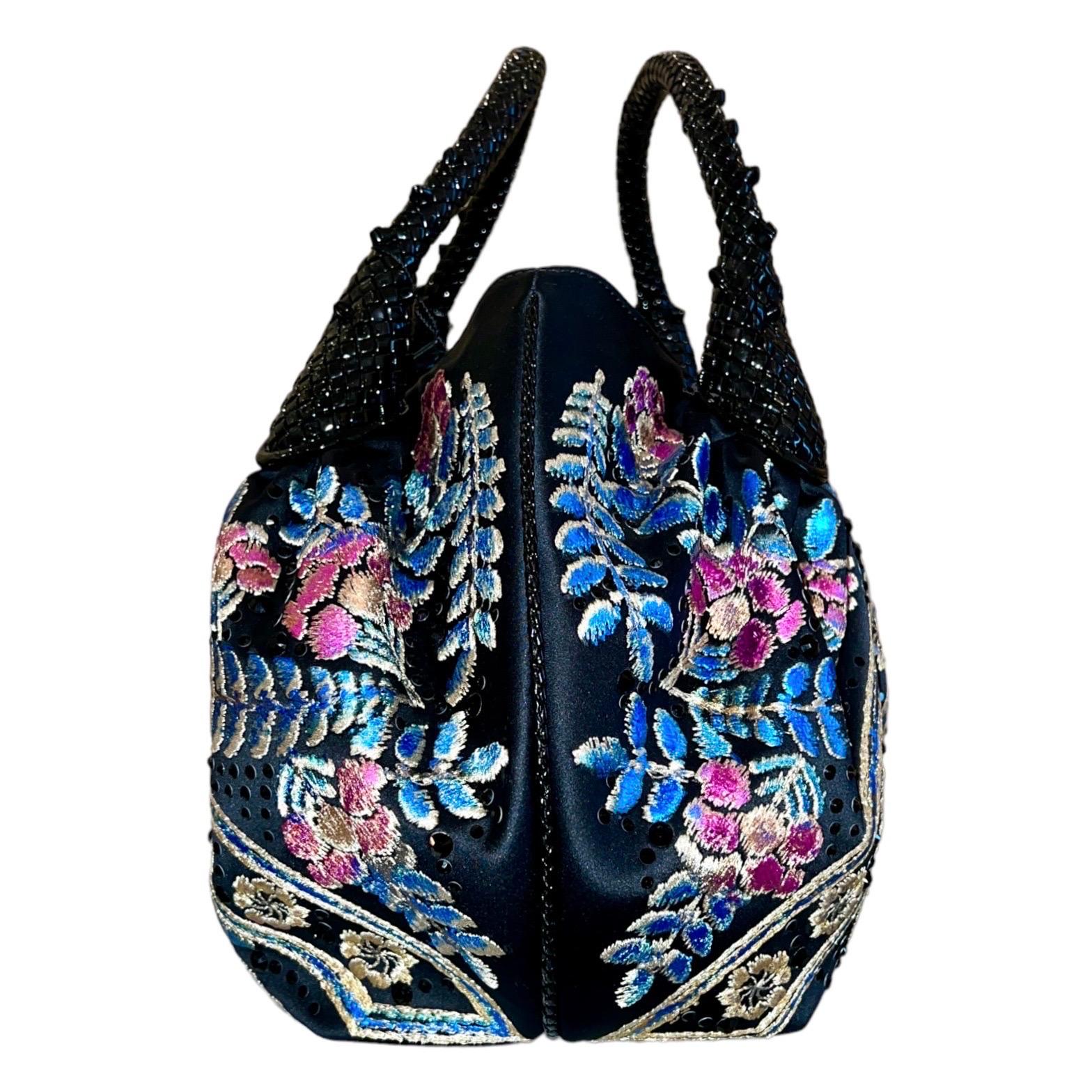 UNWORN Fendi Spy Bag Floral Hand-Embroidery Hand-Painted Black Crystals ...
