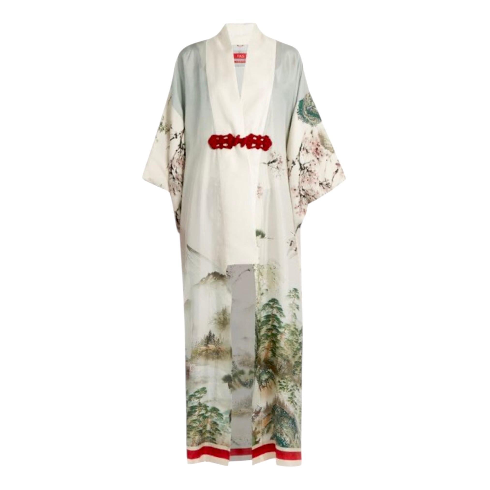 UNWORN F.R.S For Restless Sleepers FRS Japanese Silk Kimono Dress Robe Coat XS