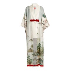 Non indossato F.R.S. For Restless Sleepers FRS Japanese Silk Kimono Dress Robe Coat XS