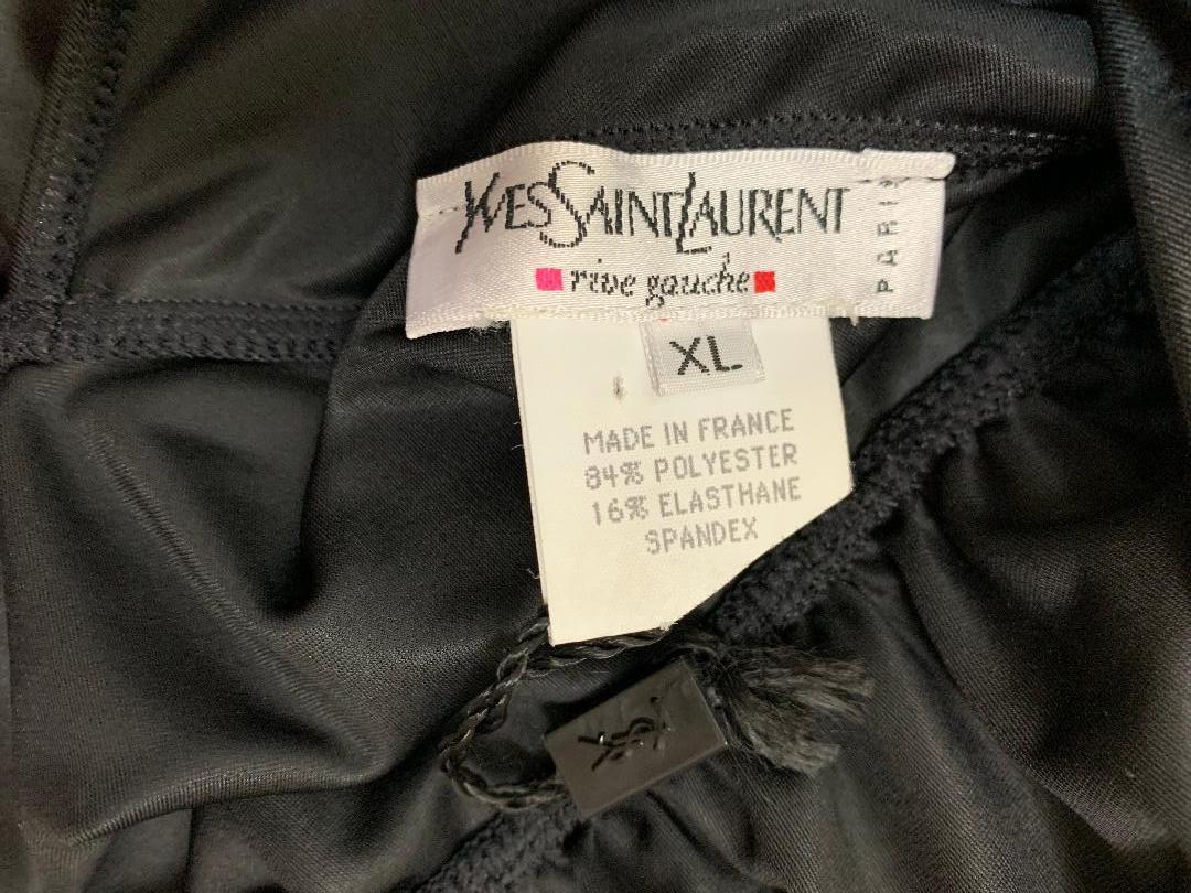 Unworn FW 2000 Yves Saint Laurent Shiny Black Plunging Backless Bow Bodysuit Top In New Condition In Yukon, OK