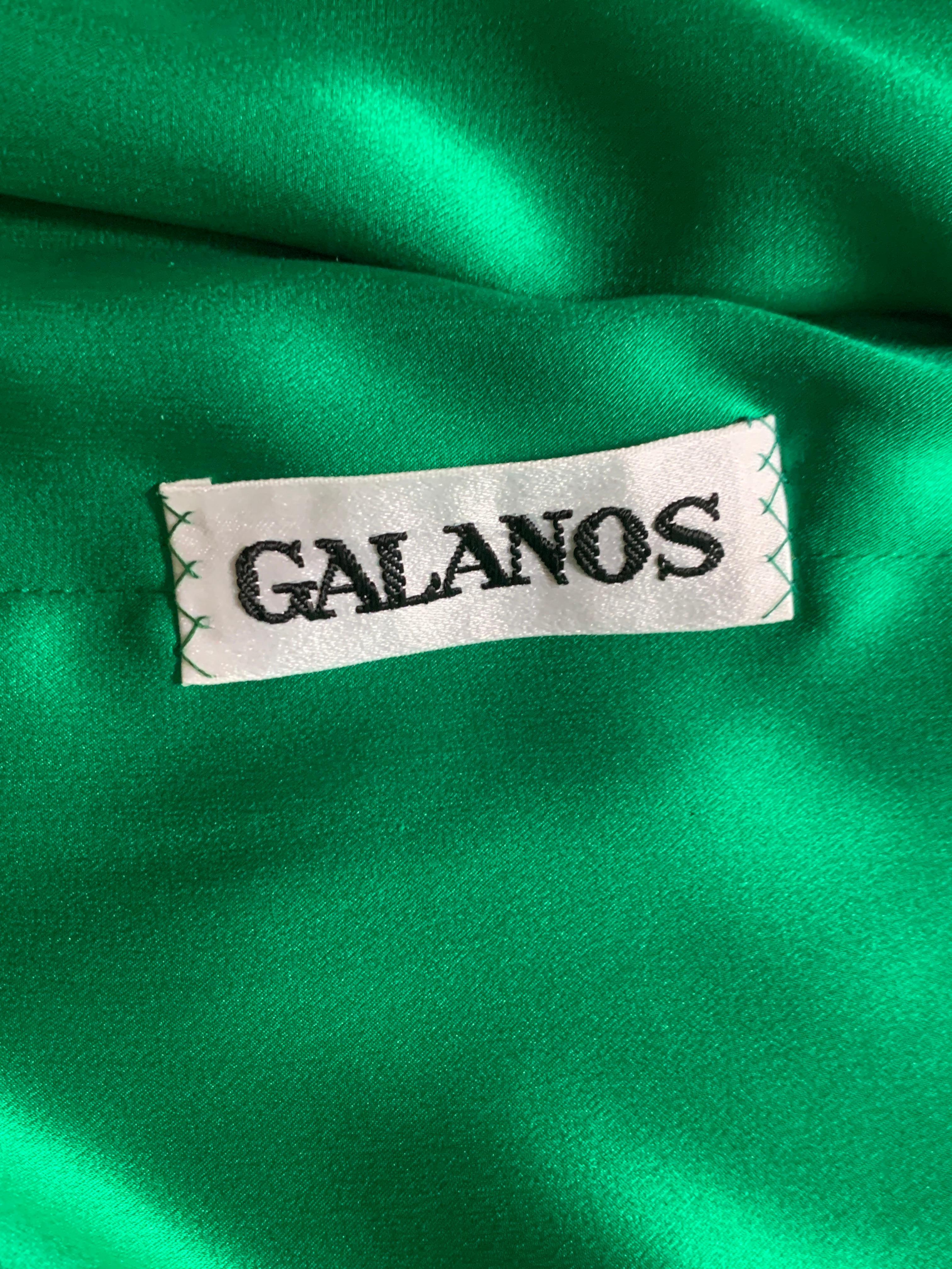 Unworn Galanos 1980s Kelly Green Coat Dress with Draped Shawl Collar 3
