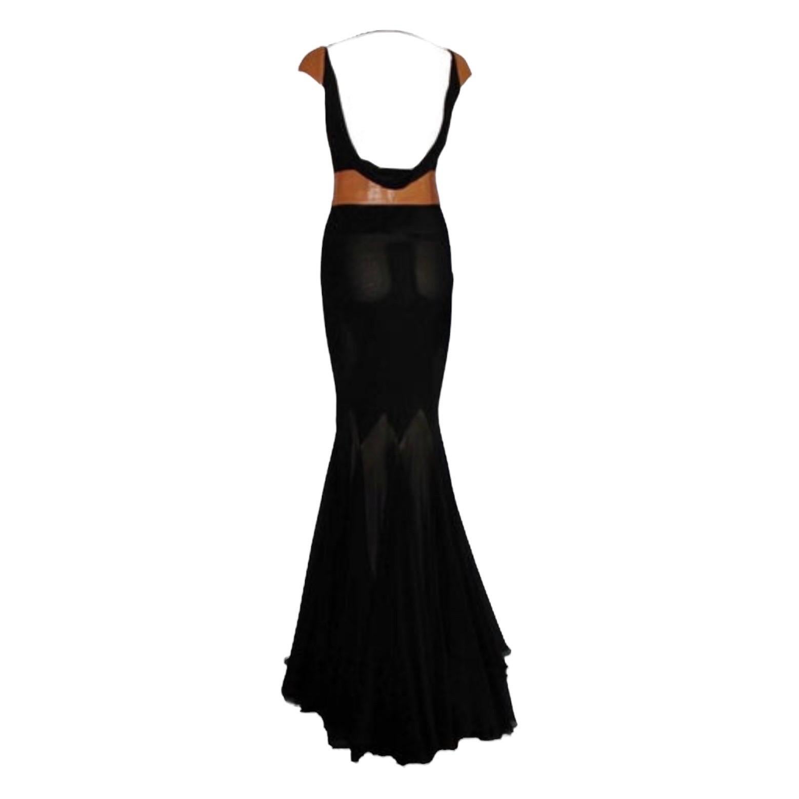 Noir Robe de soirée à ceinture noire et marron Gianni Versace Couture 2001 non portée, taille 40  en vente