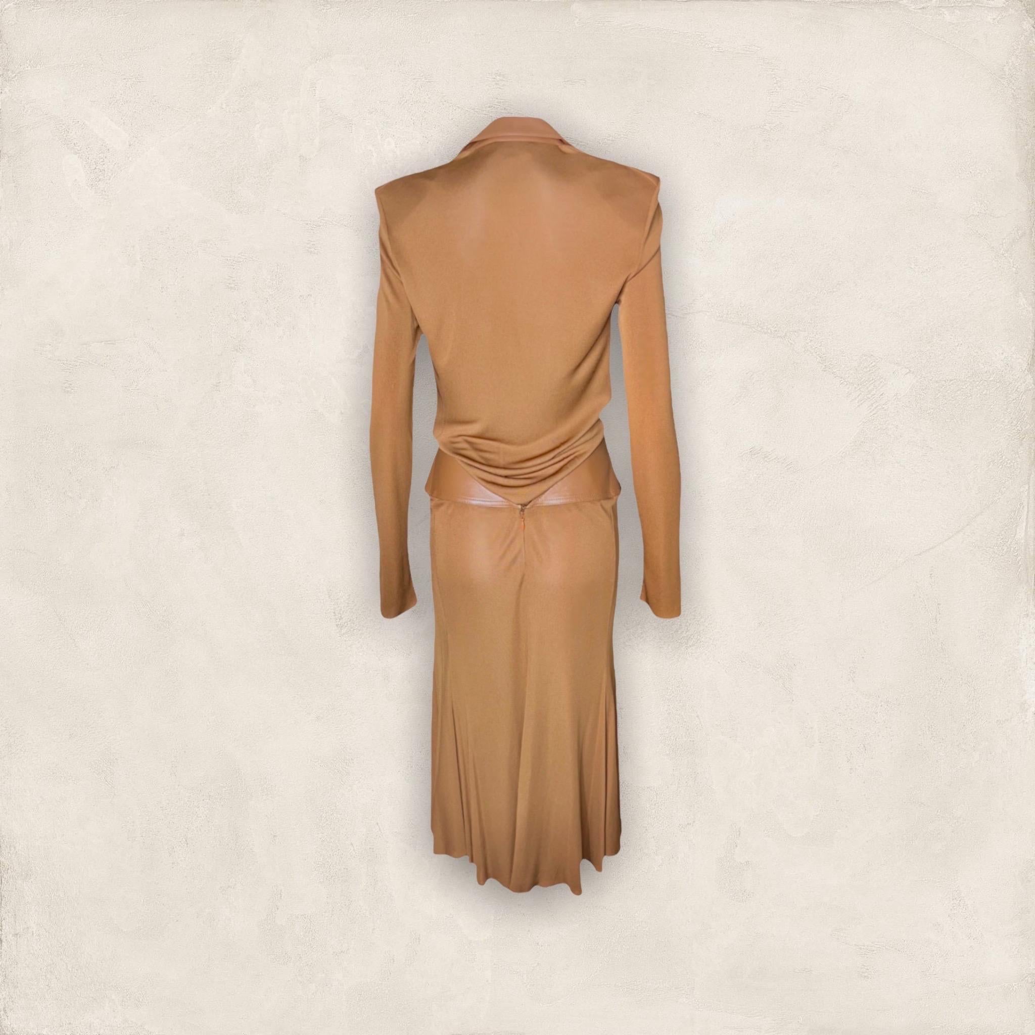 UNWORN Gianni Versace Couture 2001 Rare Cognac Brown Leather Evening Dress 40 For Sale 3