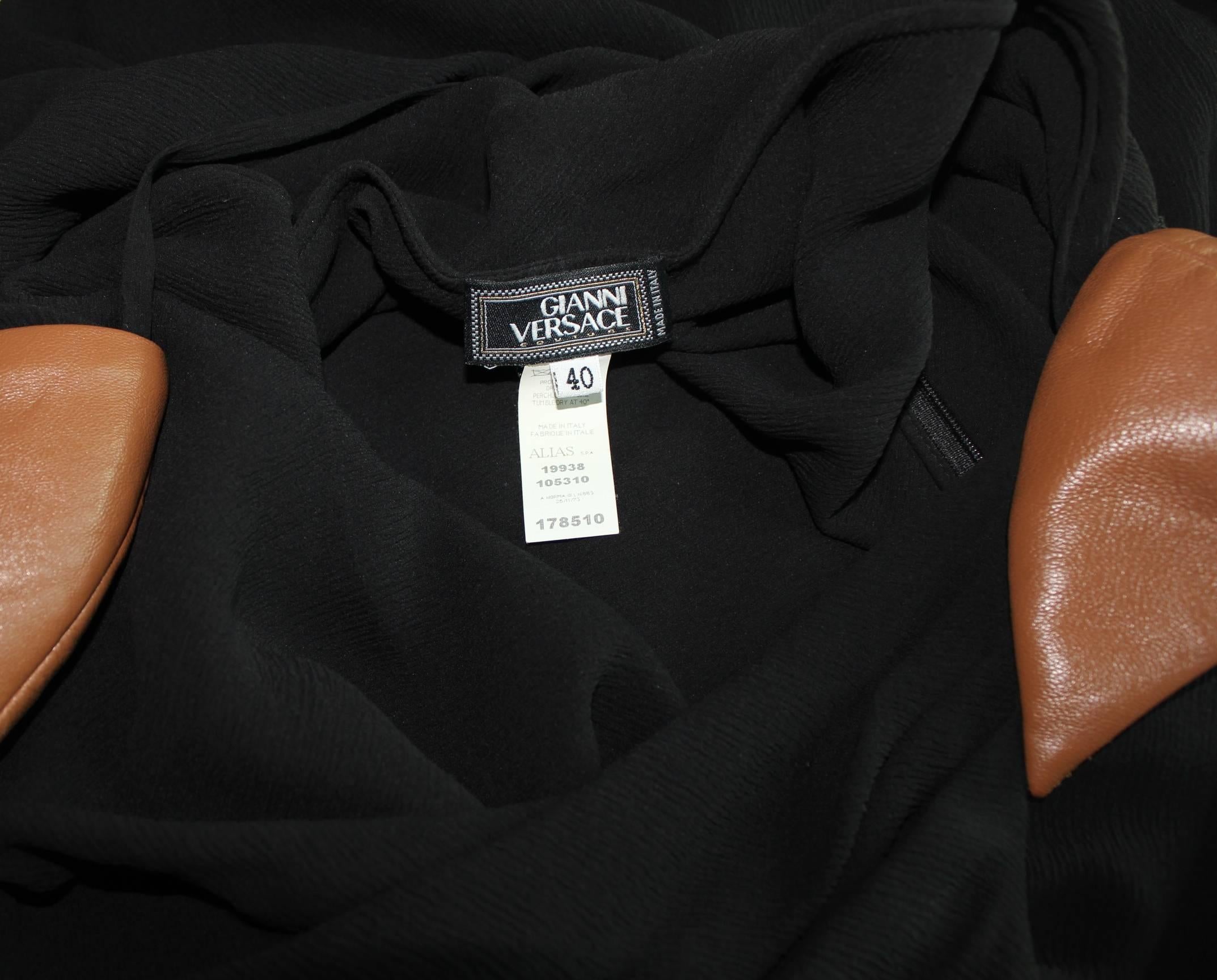 UNWORN Gianni Versace Couture FW 2001 Black Brown Belted Evening Dress Gown 40 For Sale 1