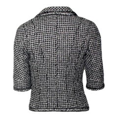 UNWORN Chanel Monochrome Cropped Tweed Jacket Blazer with Braid Trimmings 36