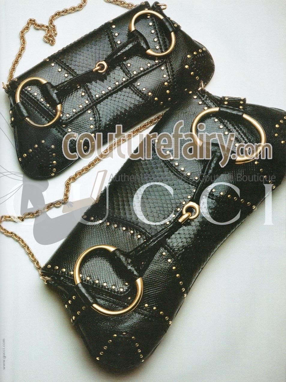 UNWORN Gucci By Tom Ford 2003 Limited Edition Exotic Black XL Studded Skin Bag 12