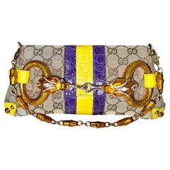UNWORN Gucci by Tom Ford 2004 Exotic GG Monogram Jeweled Serpent Head Clutch Bag