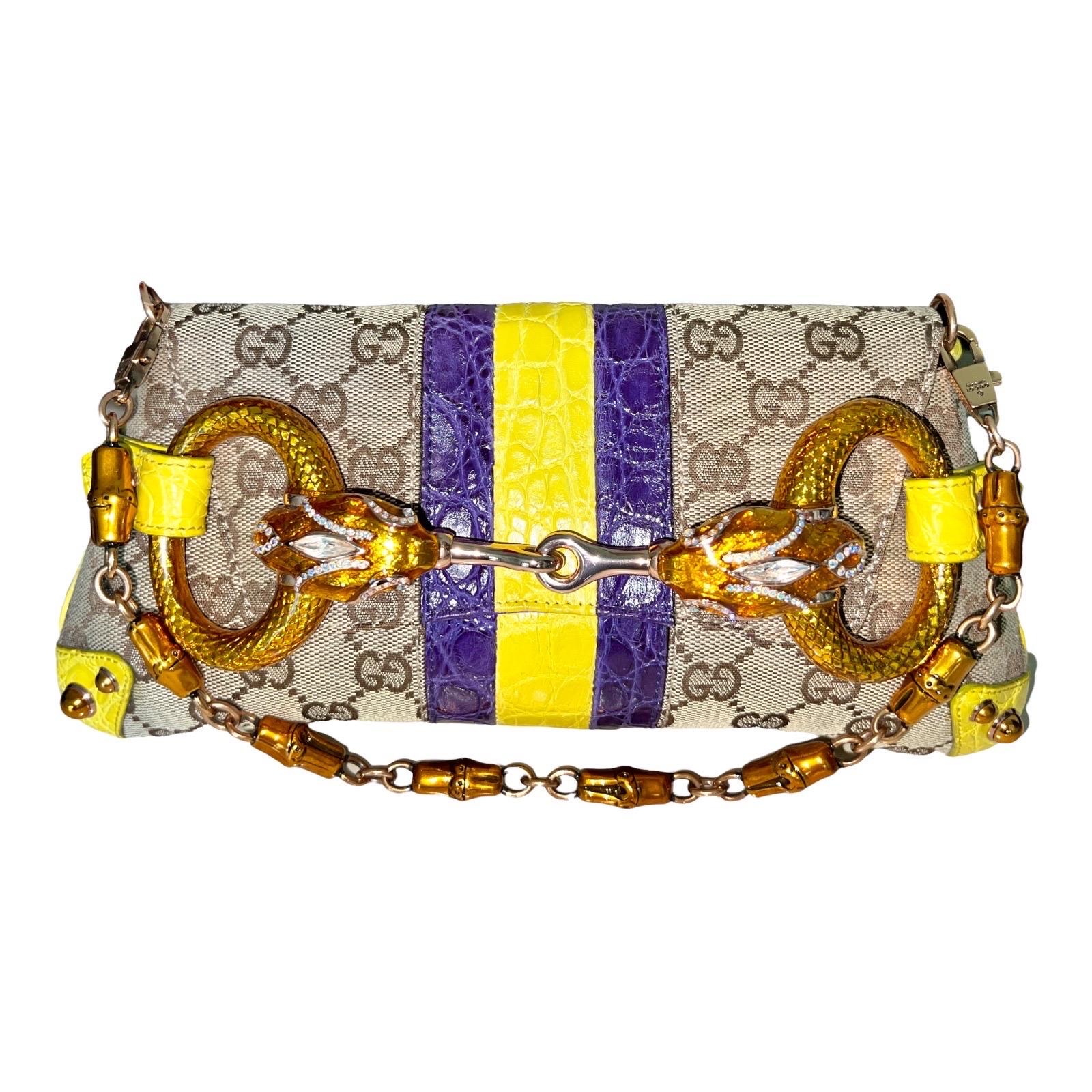 UNWORN Gucci by Tom Ford 2004 Exotische GG Monogramm Schlangenkopf-Tasche mit Juwelenbesatz 8