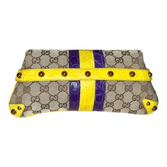 UNWORN Gucci by Tom Ford 2004 Exotic GG Monogram Jeweled Serpent Head Clutch Bag