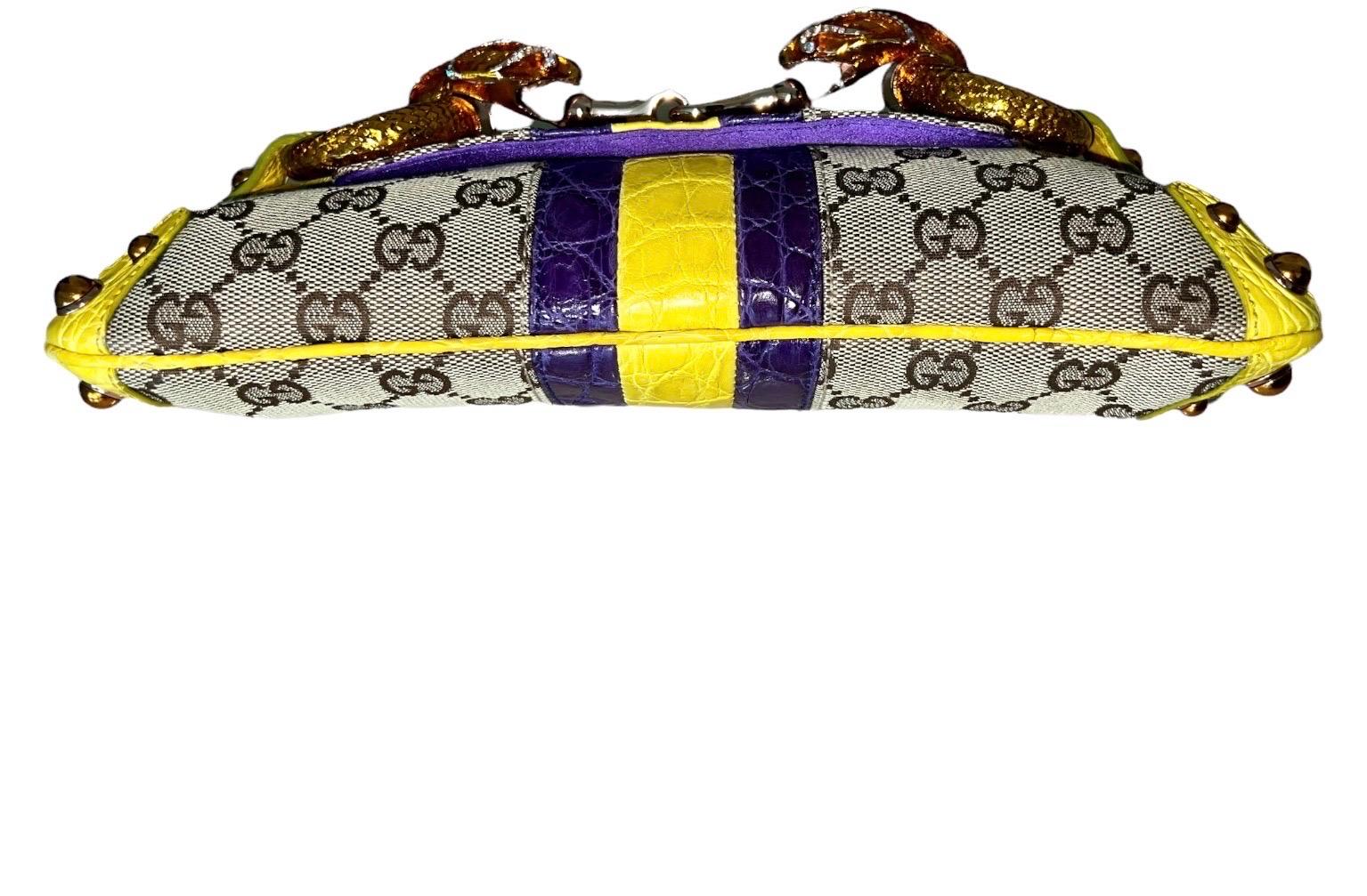 UNWORN Gucci by Tom Ford 2004 Exotische GG Monogramm Schlangenkopf-Tasche mit Juwelenbesatz Damen
