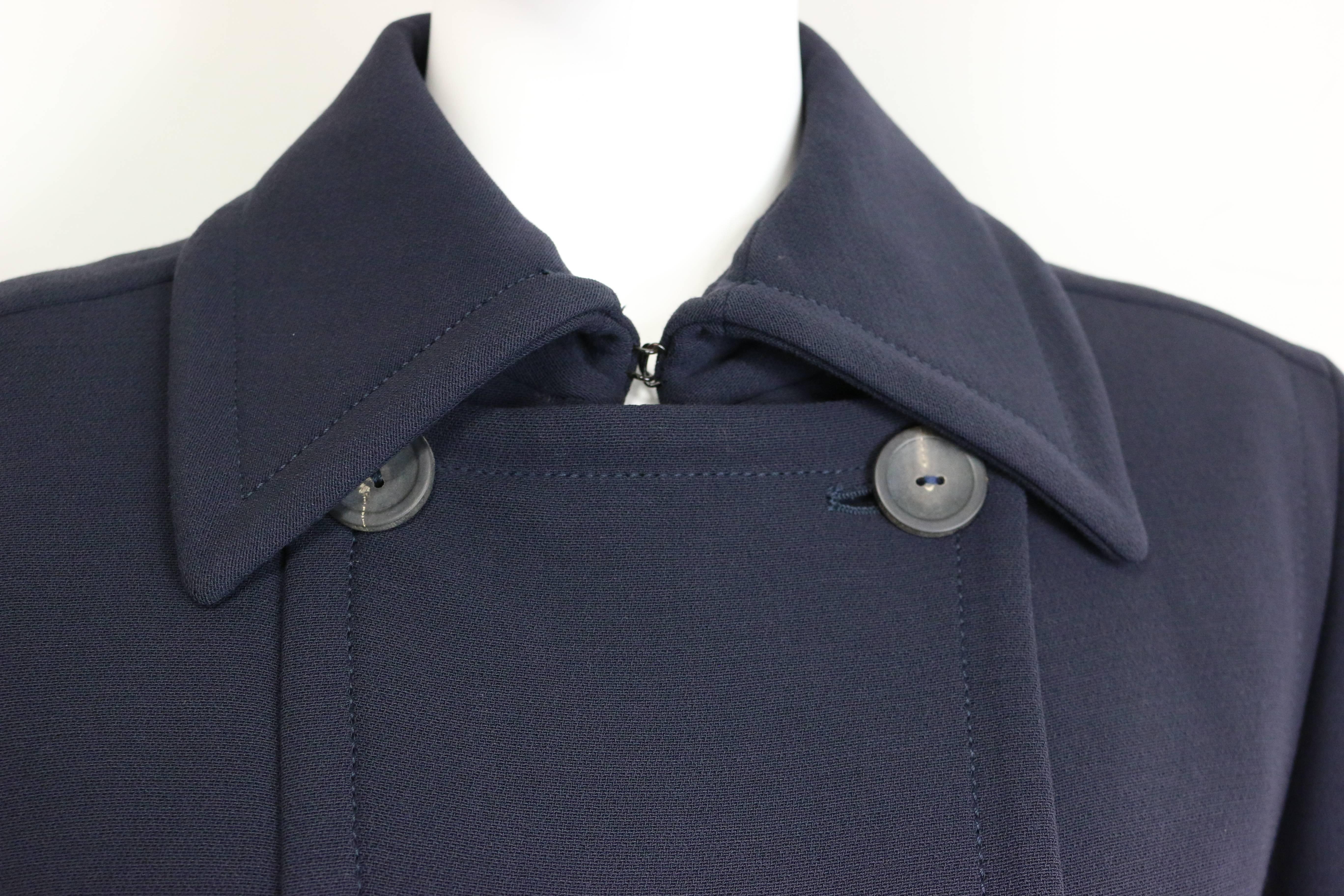 Gucci by Tom Ford Navy Wool Long Coat (Unworn) For Sale 2