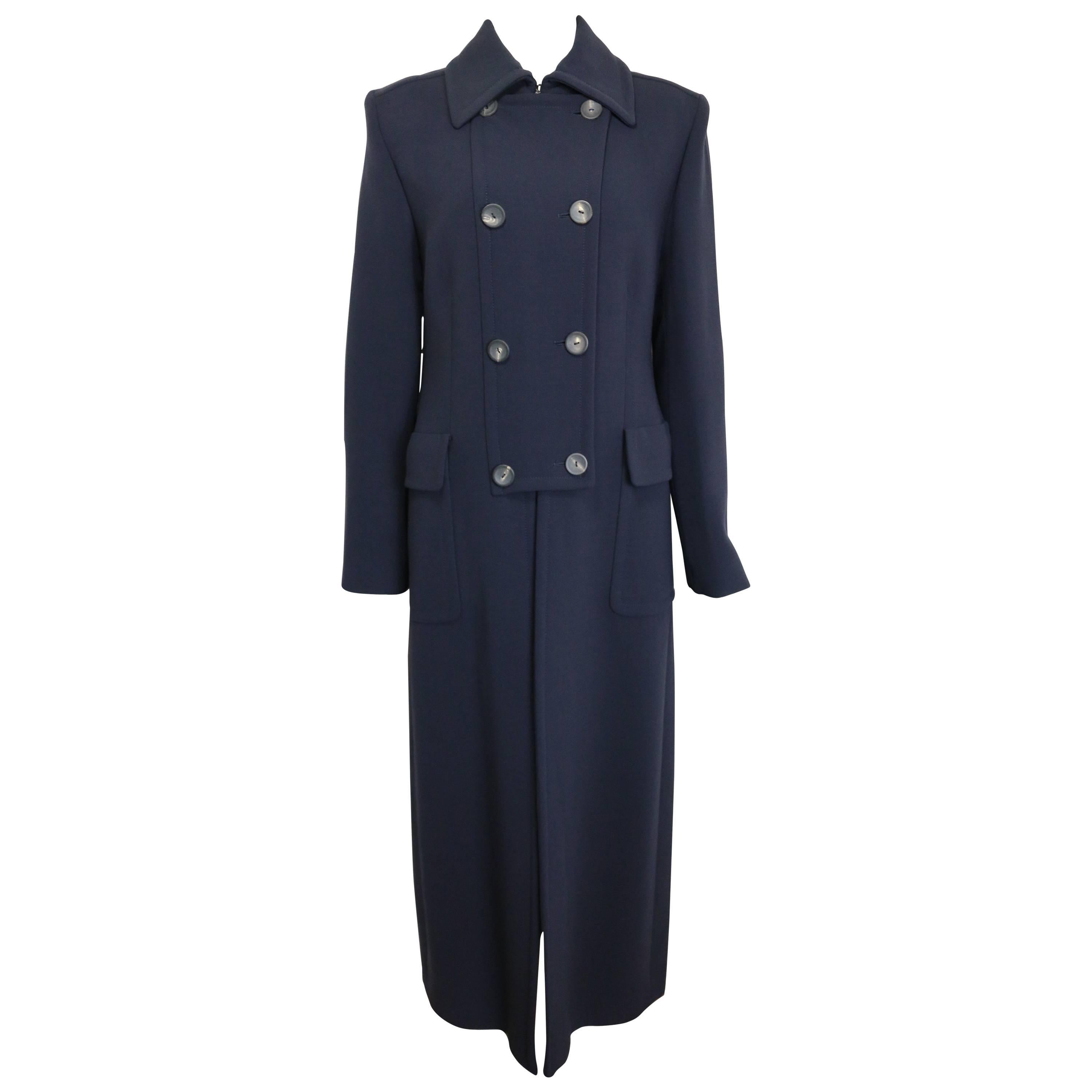 Women's Gucci by Tom Ford Navy Wool Long Coat (Unworn) For Sale