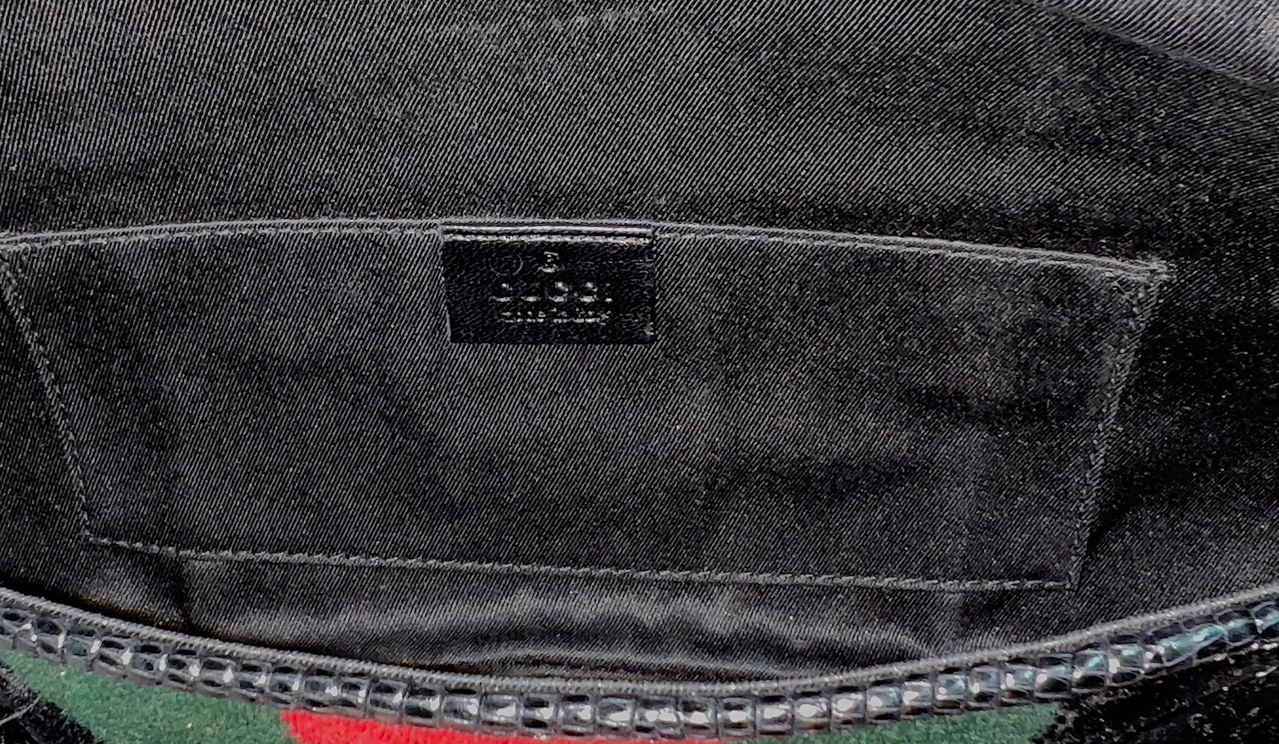 UNWORN Gucci by Tom Ford Web 2003/4 Velvet GG Logo Exotic Lizard Horsebit XL Bag For Sale 6