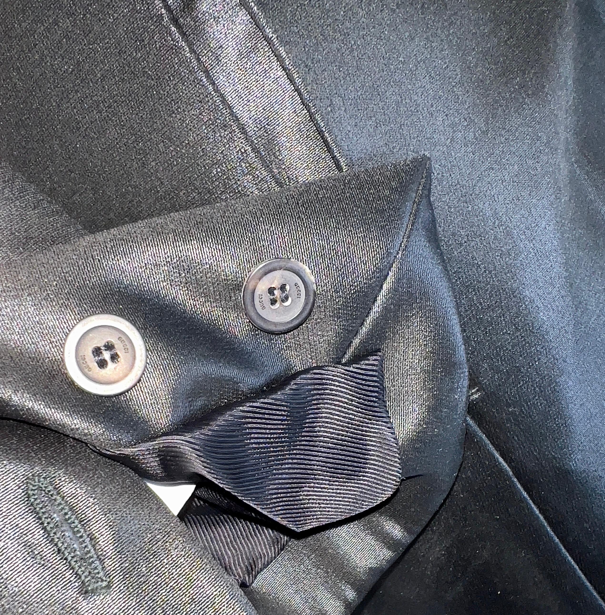 UNWORN Gucci by Tom Ford Y2K 2000 Tuxedo Style Black Wrap Jacket Pants Suit 40 1