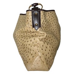 UNWORN Gucci Exotic Ostrich Skin XL Hobo Shoulder Bag with Horsebit Detail