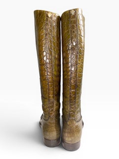 UNWORN Gucci Exotic Crocodile Skin 1921 Collection Crest Riding Style Boots 12.5