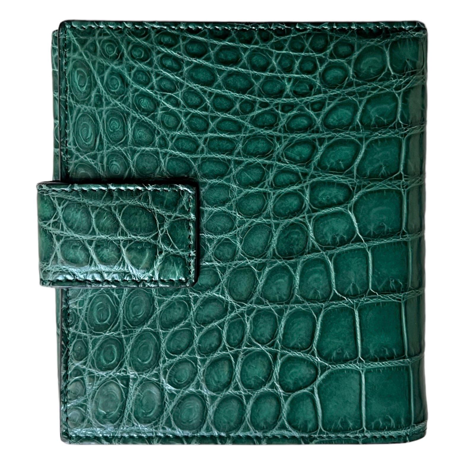 UNWORN Gucci Exotic Green Crocodile Skin Wallet - Rare & Unique Color 8