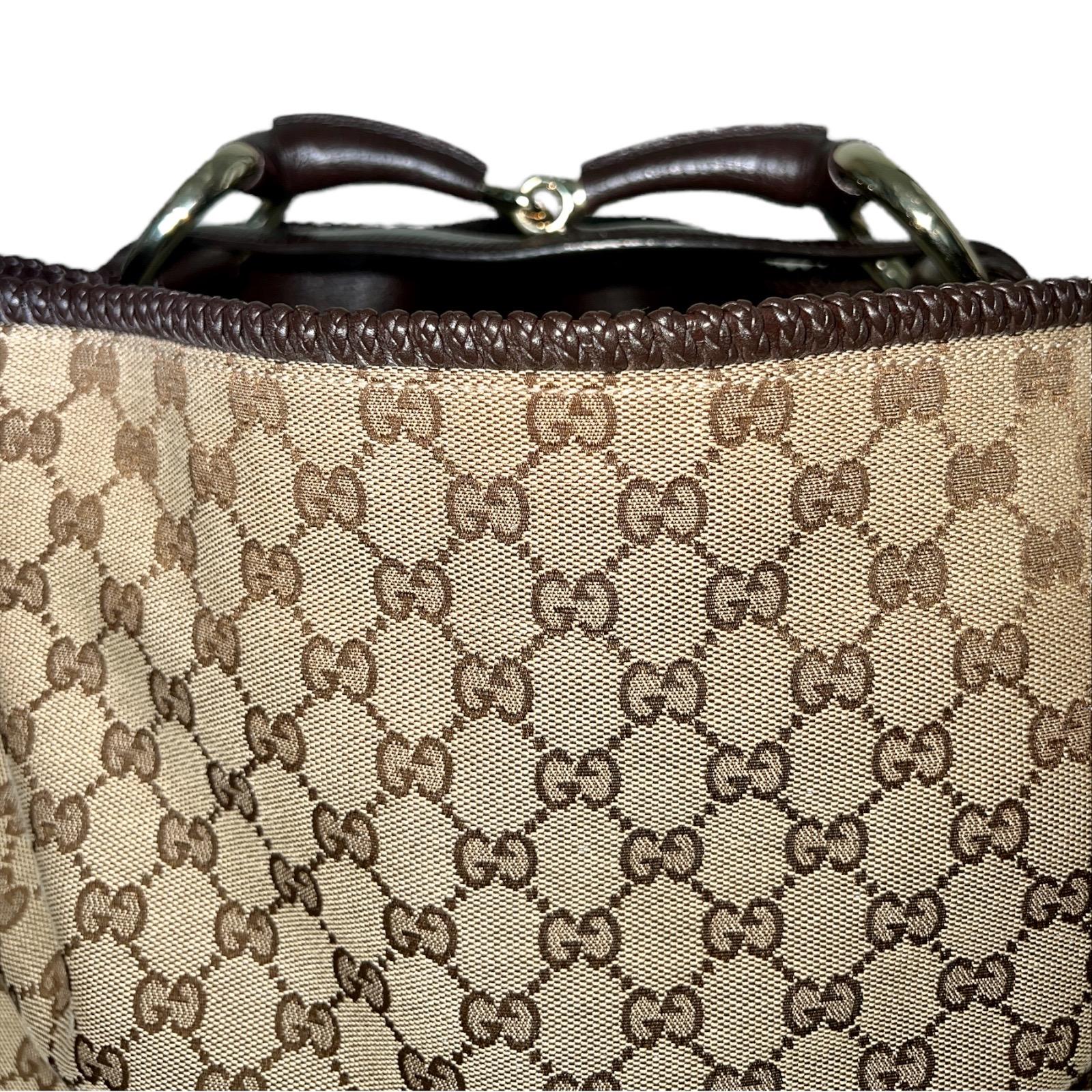 UNWORN Gucci GG Monogram Canvas XL Hobo Bag Satchel with Horsebit Detail 5
