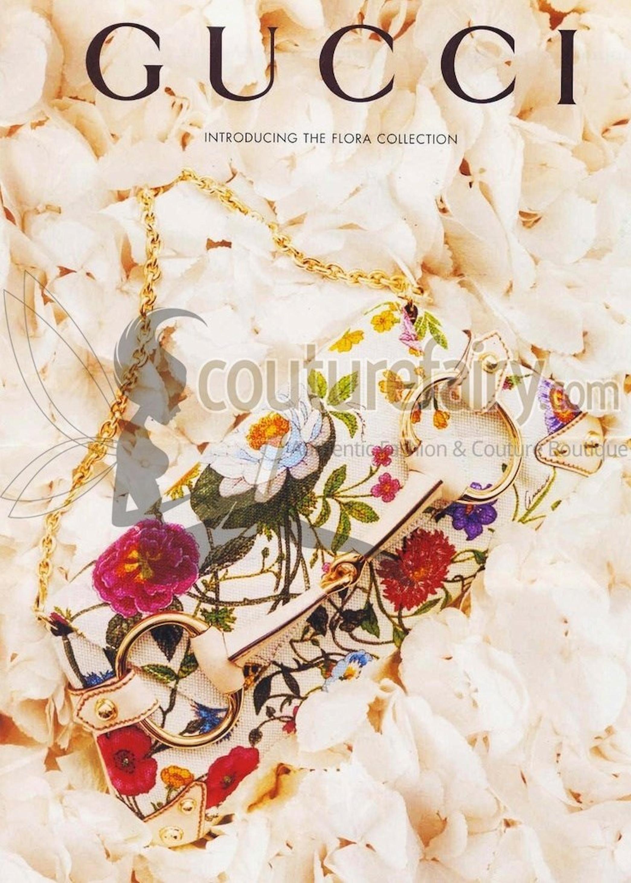 Gucci - Pochette à mors brodée de perles imprimée florale, édition limitée en vente 12