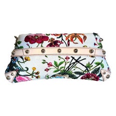 UNWORN Gucci Limited Edition Flora Print Beaded Embroidered Horsebit Bag Clutch