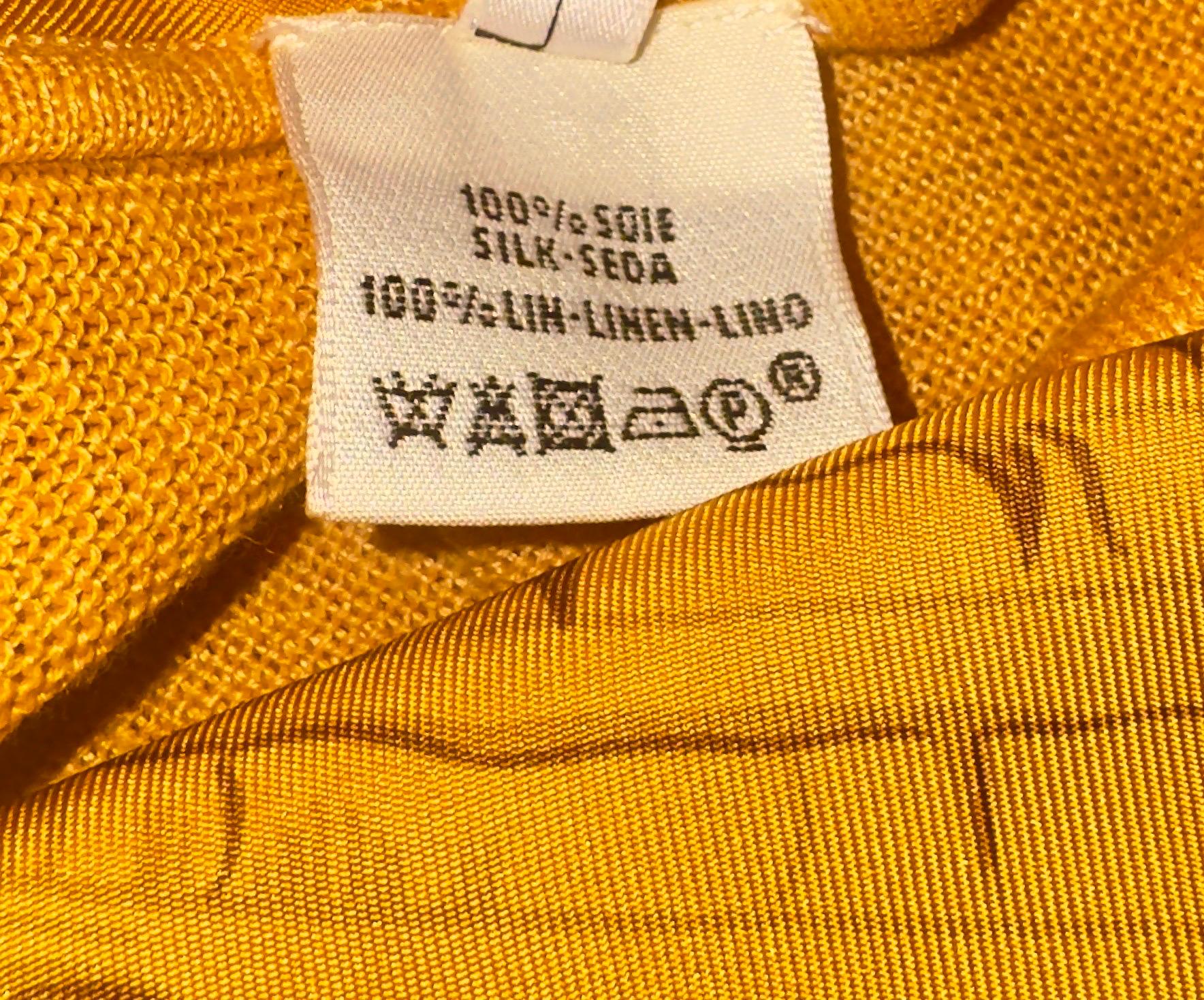 UNBEKANNT Hermès Paris Orange Bedruckte Seide Twill & Leinen Kaftan Kaftan Kleid OS im Angebot 7