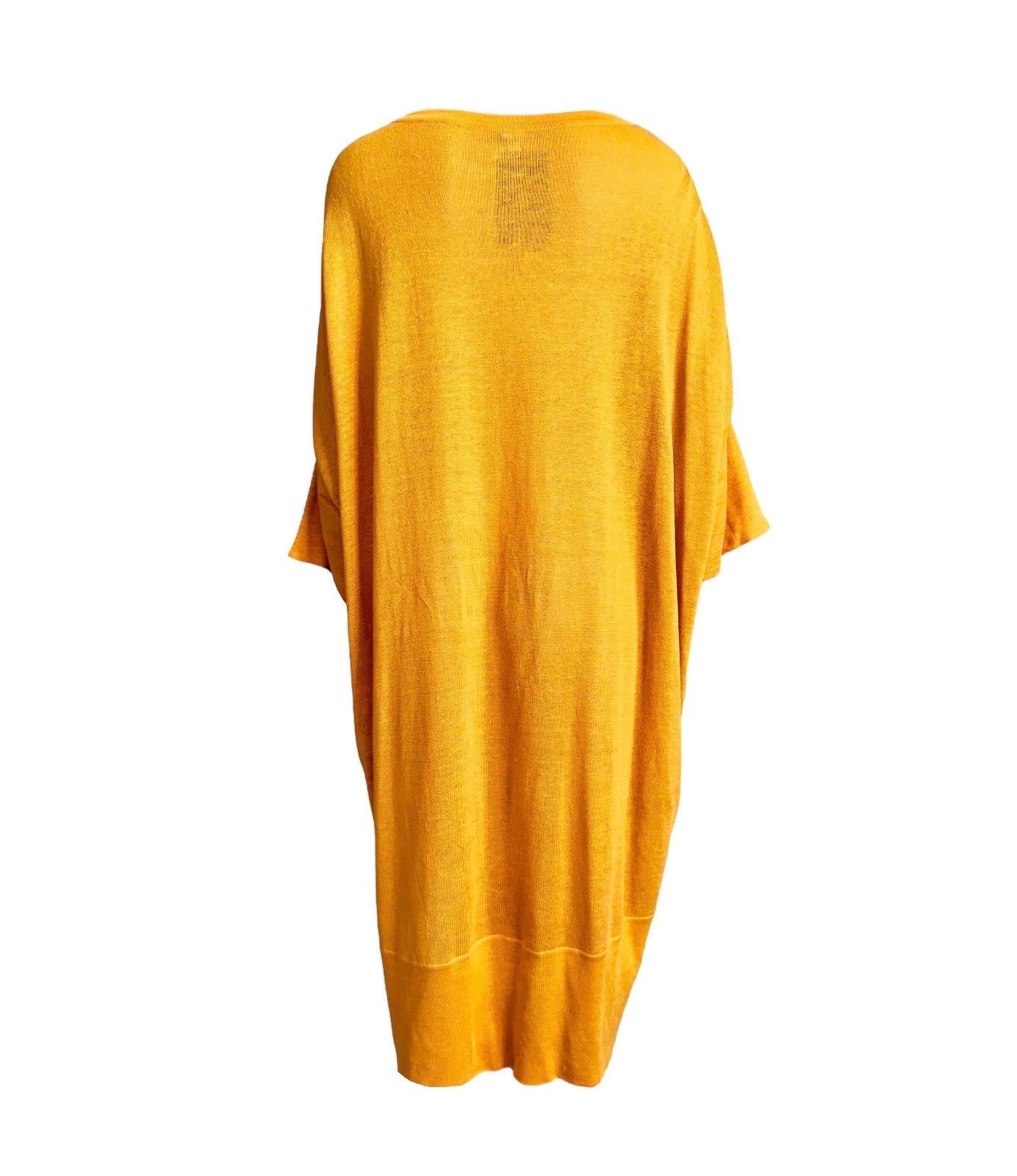 UNBEKANNT Hermès Paris Orange Bedruckte Seide Twill & Leinen Kaftan Kaftan Kleid OS Damen im Angebot