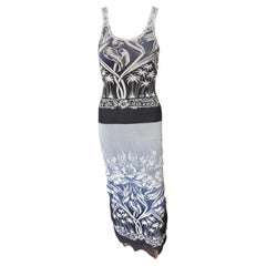 Unworn Jean Paul Gaultier Soleil Tropical Print Bodycon Mesh Maxi Dress
