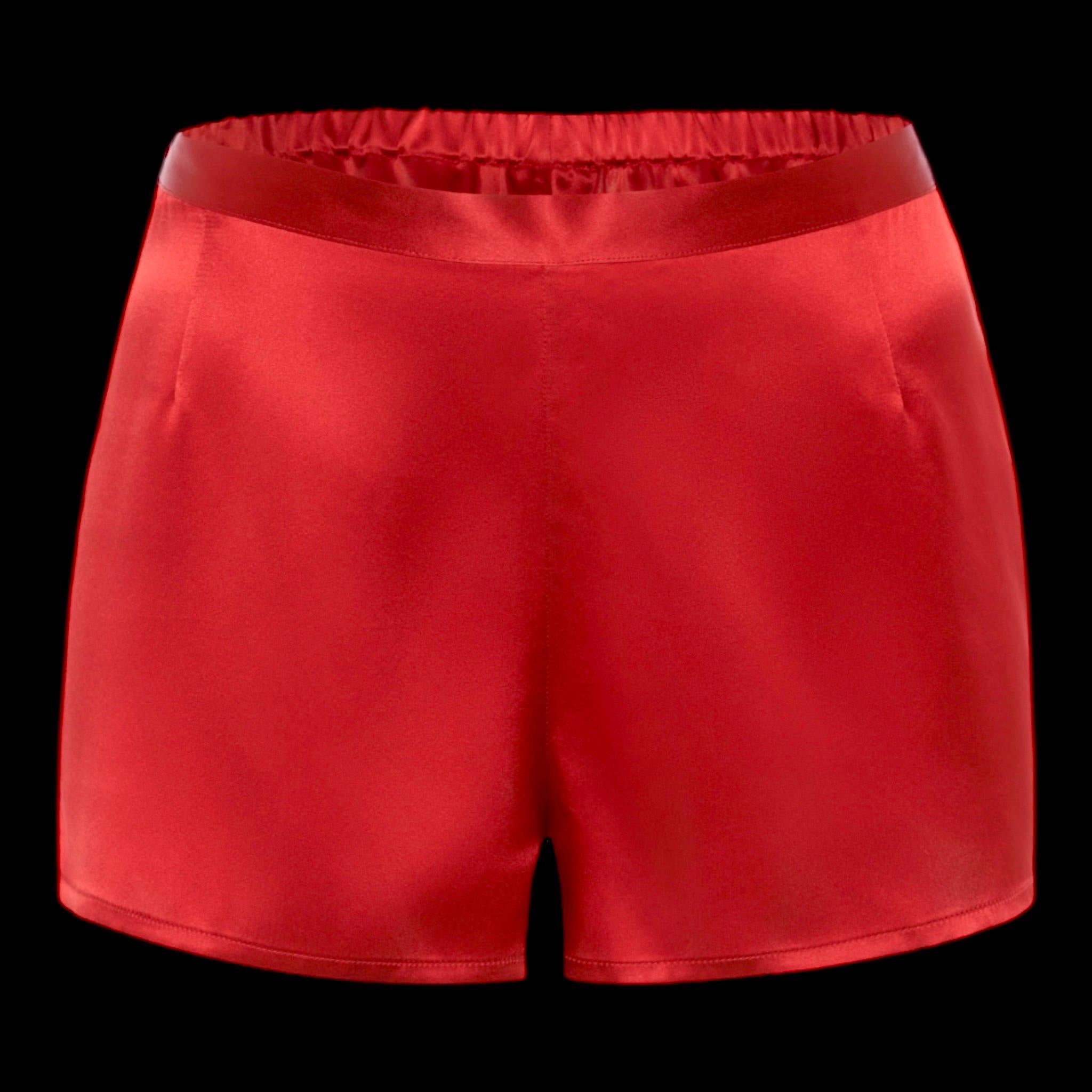 UNWORN LA PERLA Red Silk Blouse Shorts Chinoiserie Ensemble with Belt S en vente 1