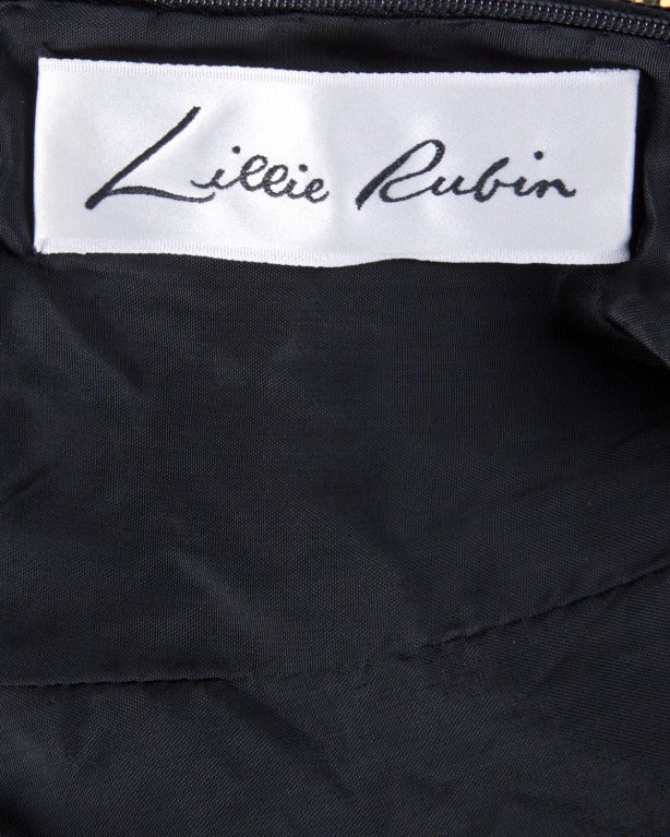 Vestido de seda de leopardo con flecos de lentejuelas doradas metalizadas Lillie Rubin sin usar en venta 3