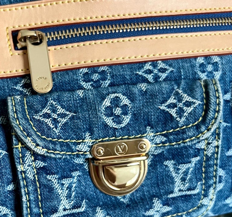 Speedy bandoulière handbag Louis Vuitton Blue in Denim - Jeans - 30325813