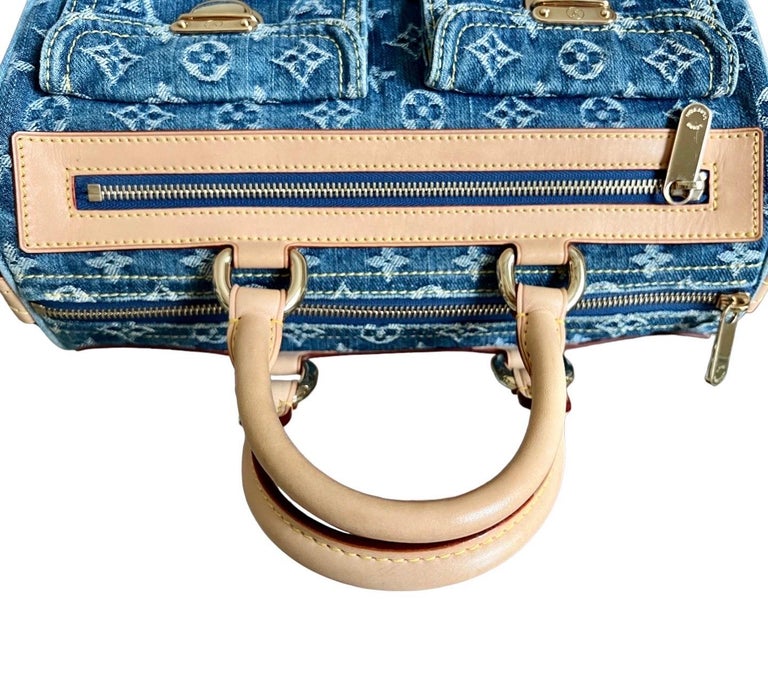 Néo speedy handbag Louis Vuitton Blue in Denim - Jeans - 31394748
