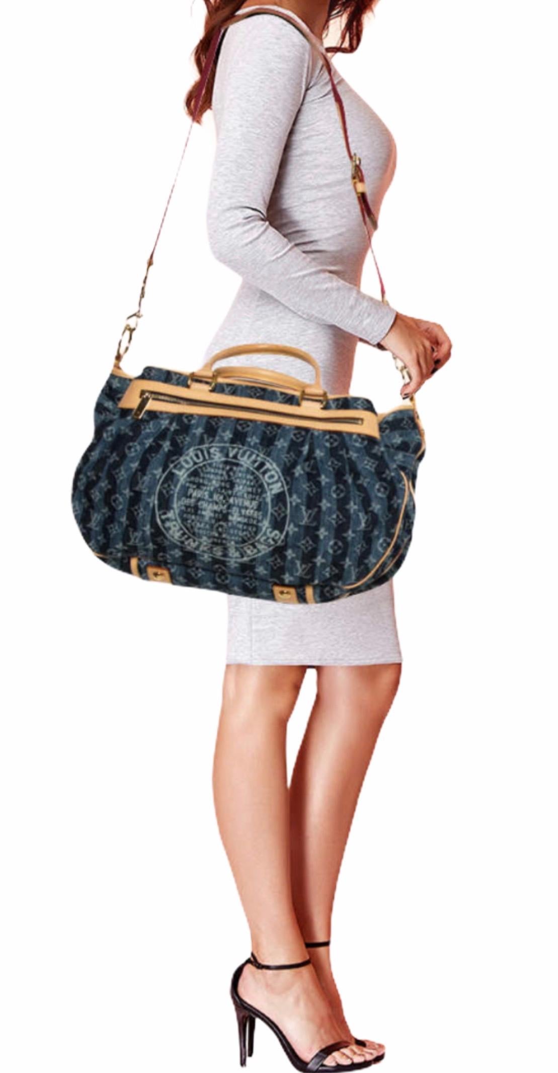 UNWORN Louis Vuitton Monogram Denim Trunks & Bags Travel Shoulder Bag Weekender 11