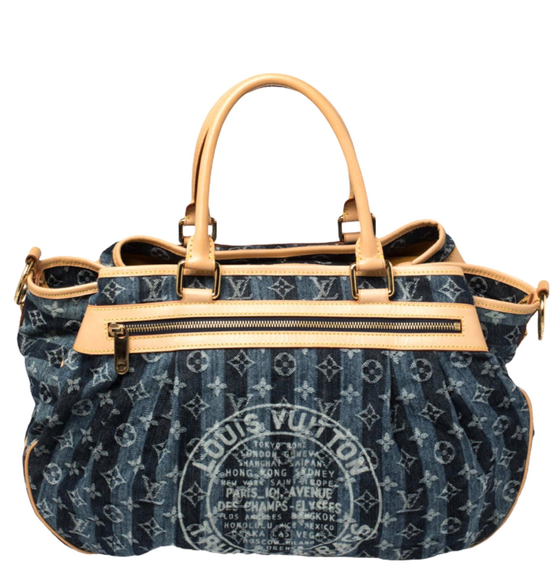 LIMITED EDITION - A rare gem by Louis Vuitton designed by Marc Jacobs
Indigo blue distressed denim with the famous LV monogram 
