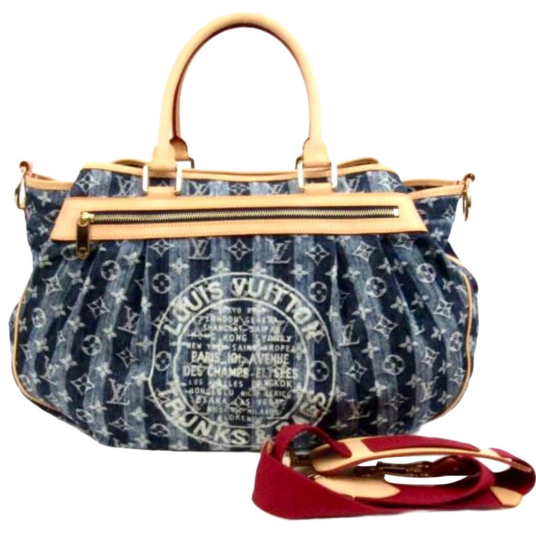 UNWORN Louis Vuitton Monogram Denim Trunks and Bags Travel Shoulder Bag  Weekender