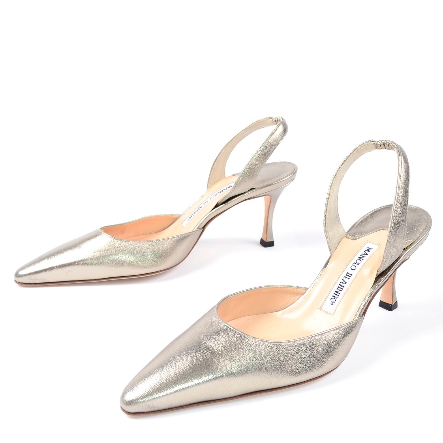 Ungetragene Manolo Blahnik Carolyn Slingback spitze Zehe Schuhe W 3