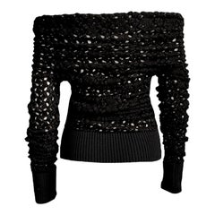 UNWORN Missoni Black Chunky Draped Crochet Knit Pullover Sweater 40