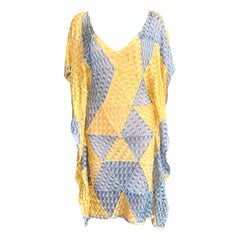 Non indossato Missoni Maxi Abito Blu Chevron in Maglia Kaftan 42