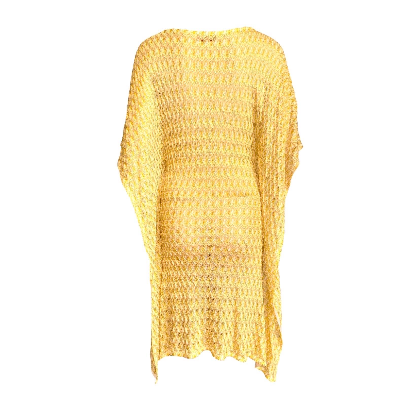 UNWORN Missoni Blue Chevron Crochet Knit Kaftan Maxi Dress 42 In Excellent Condition For Sale In Switzerland, CH
