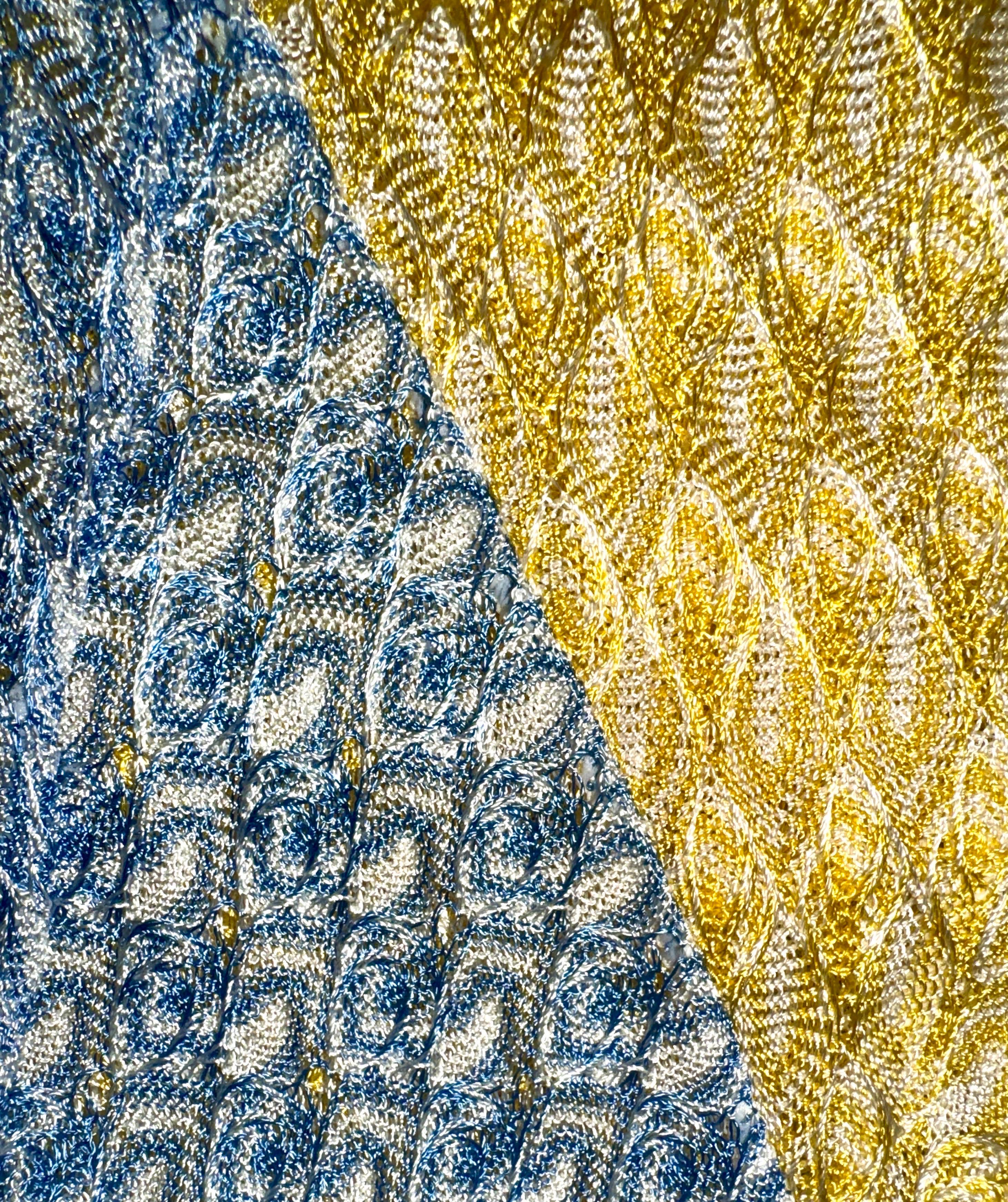 Women's UNWORN Missoni Blue Chevron Crochet Knit Kaftan Maxi Dress 42 For Sale