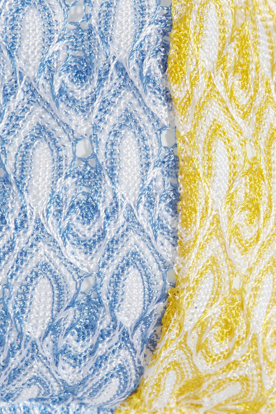 UNWORN Missoni Blue Chevron Crochet Knit Kaftan Maxi Dress 42 For Sale 3
