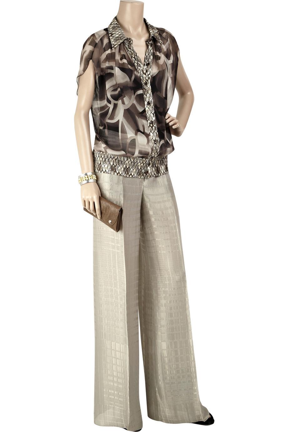 UNWORN Missoni Signatur Häkelstrick- und Seidenbluse Top 40 im Angebot 5