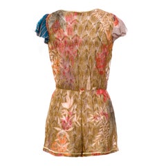 UNWORN Missoni Gold Metallic Crochet Knit Floral Jumpsuit Romper Playsuit 44