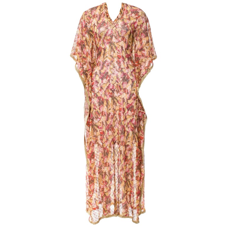 UNWORN Missoni Gold Metallic Floral Lurex Kaftan Maxi Dress For Sale at ...