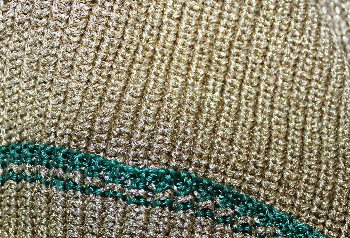Brown Superbe MISSONI Gold Metallic Soft Crochet Knit Dress Vest Jacket Blazer 40
