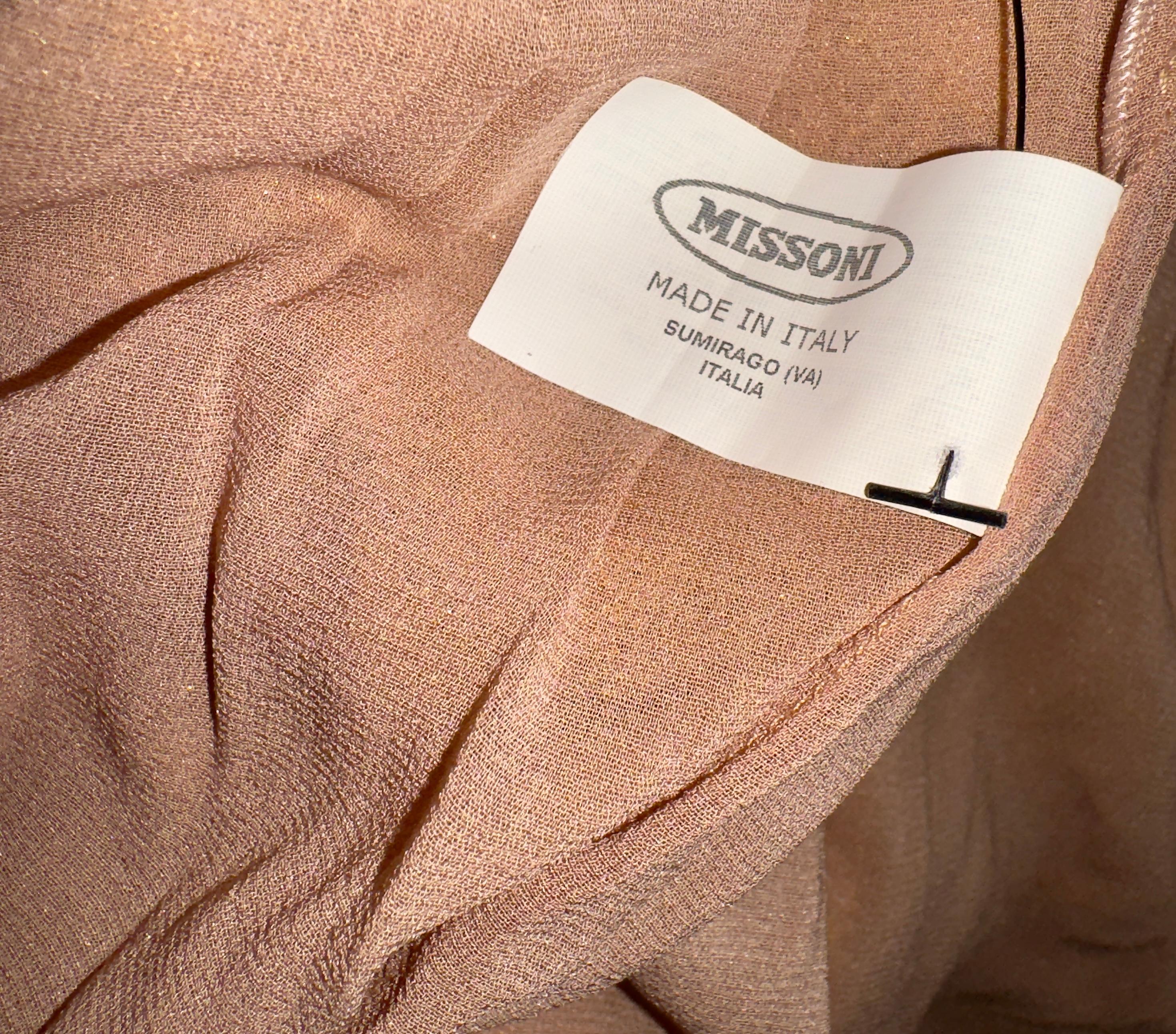 UNWORN Missoni Gold Lurex Corset Crochet Knit Empire Evening Gown Maxi Dress 40 For Sale 4