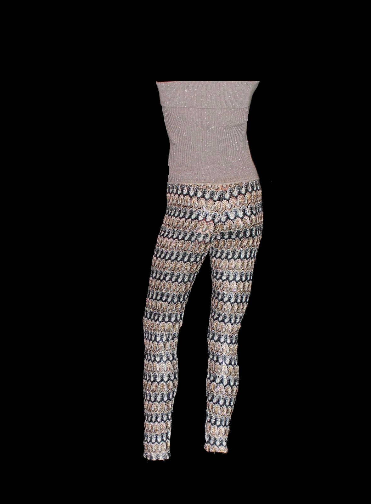 UNWORN Missoni Metallic Crochet Knit Bandeau Jumpsuit Playsuit Pants Excellent état - En vente à Switzerland, CH